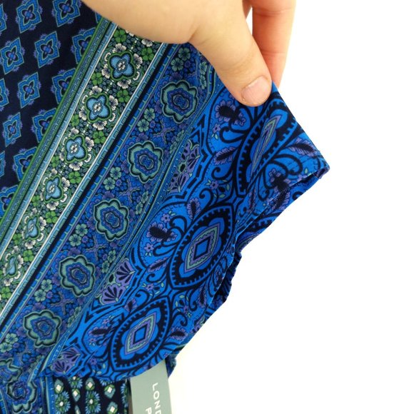 NWT London Times Blue Patterned Maxi Dress Size 6P - Picture 3 of 8